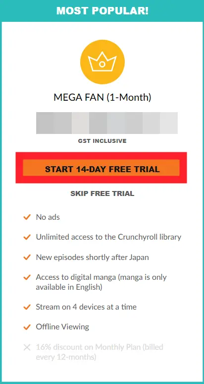 14 Day Free Trial on Crunchyroll