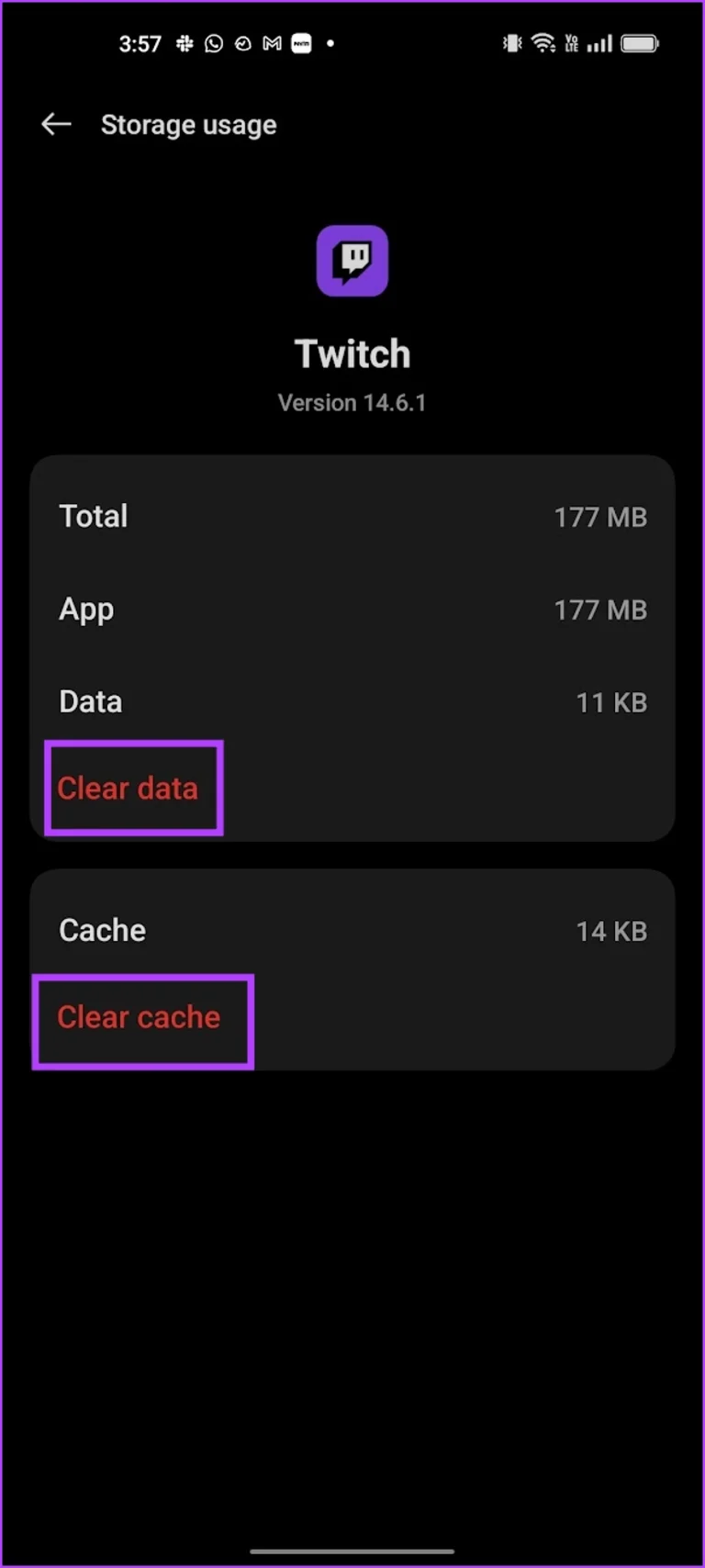 Clear app cache