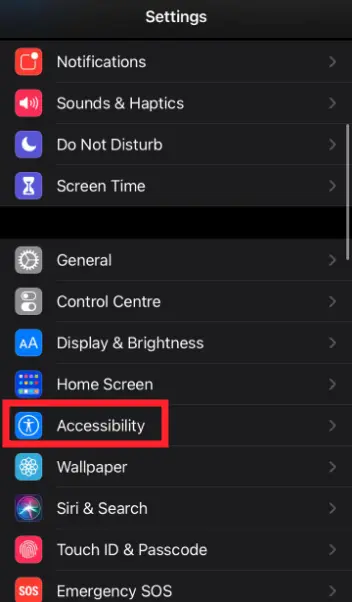 "Accessibility" settings in iPhone