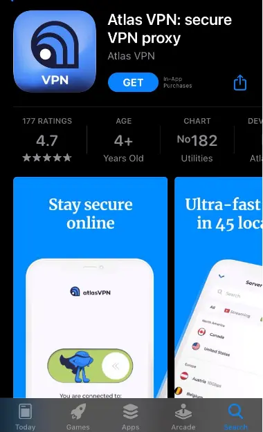 "Atlas VPN" app