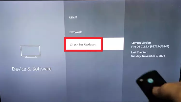 "Check for Updates" option on FireTV