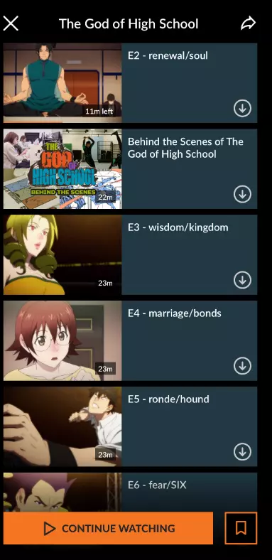 Choose "Series" to download on Crunchyroll