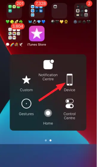 "Device" option in Assistive Touch