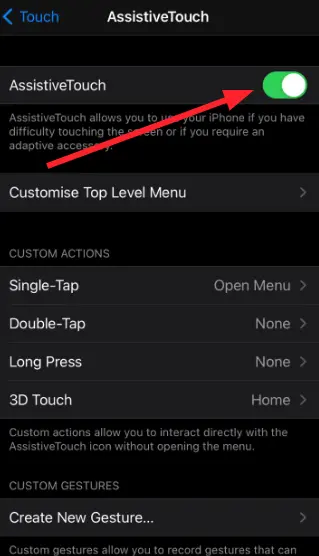 Enable "Assistive Touch" in iPhone