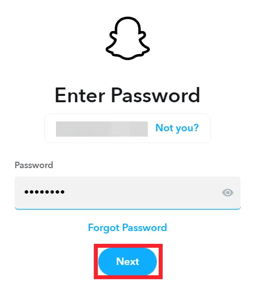 Enter Snapchat Password