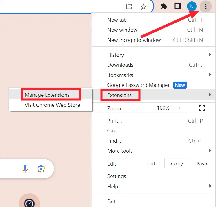Extension Settings in Browser