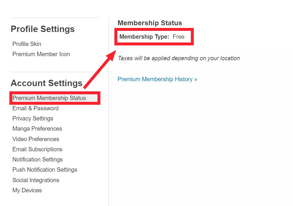 "Membership Status" in Crunchyroll