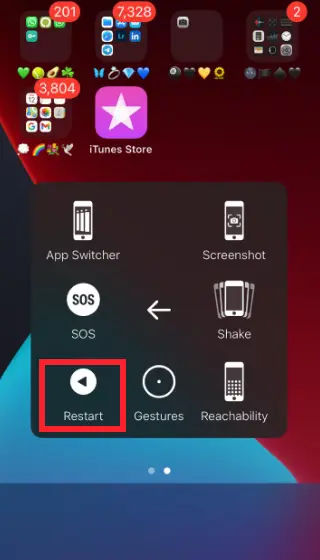"Restart" option in Assistive Touch