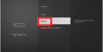 "Restart" option in FireTV