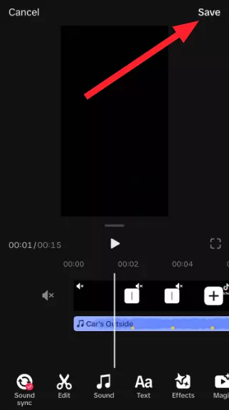 "Save" button on TikTok