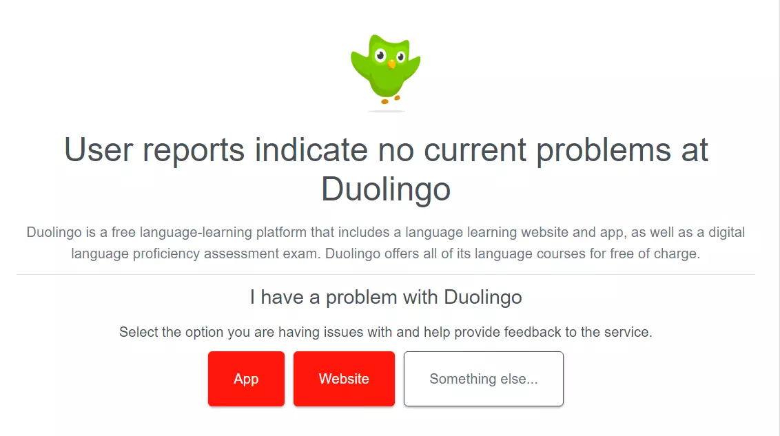 "Server Status" of Duolingo app