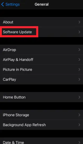 "Software Update" in iPhone
