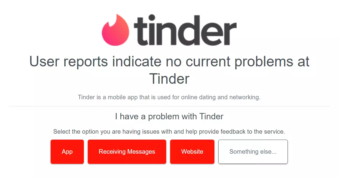 Tinder Server Status on Downdetector.com