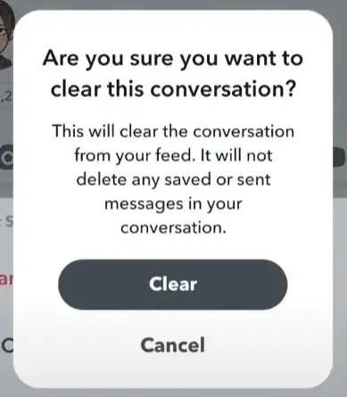 Clear from Chat Feed option on Snapchat