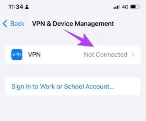 Not-connected-VPN-option