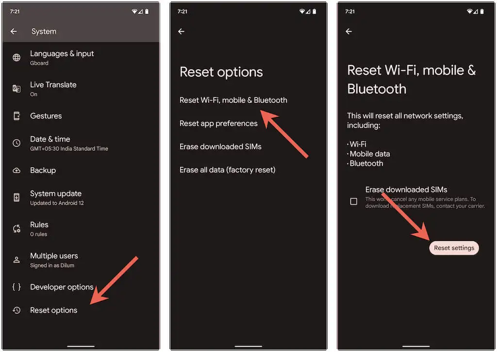 Reset wifi and mobile network