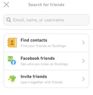 add friends on Duolingo using Facebook