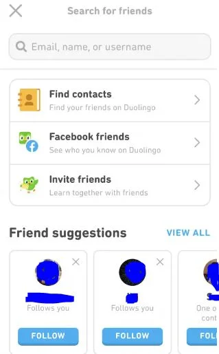 add friends on Duolingo using suggested friends