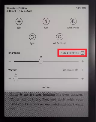 "Auto-Brightness" in Kindle