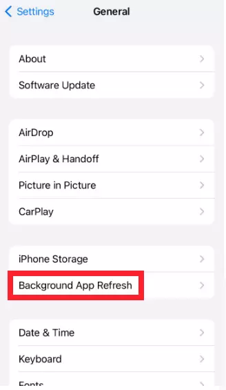 "Background App Refresh" on iPhone 