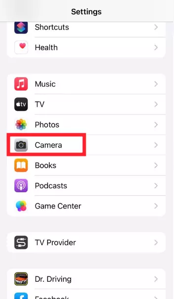 "Camera" settings in iPhone