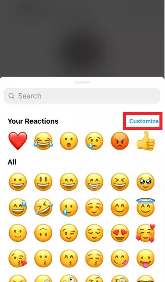 "Customize" option for Emoji Reactions