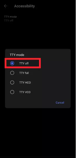 Disable "TTY Mode"