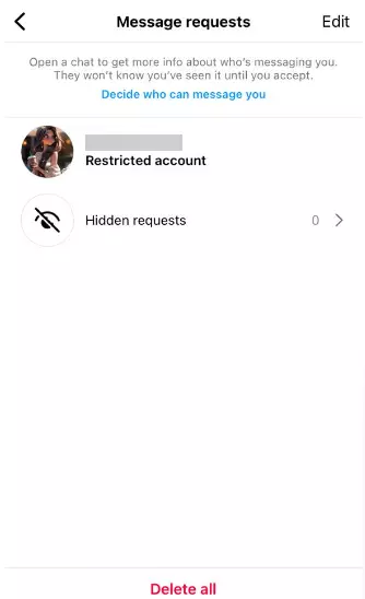 DMs by restricted account