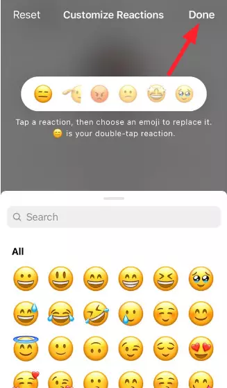 "Done" button for Emoji Reaction