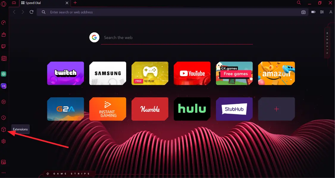 "Extensions Icon" in Opera GX