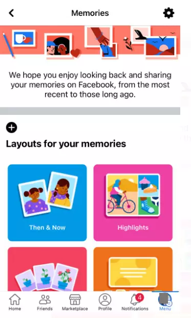 Memories Page on iOS