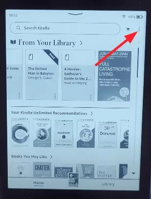 "Menu" icon in Kindle