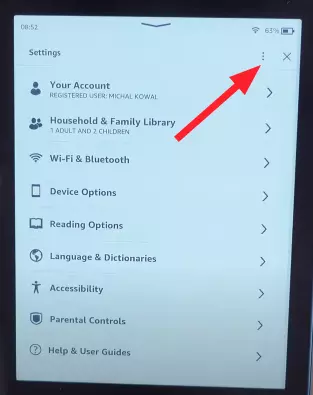 "Menu" icon in settings