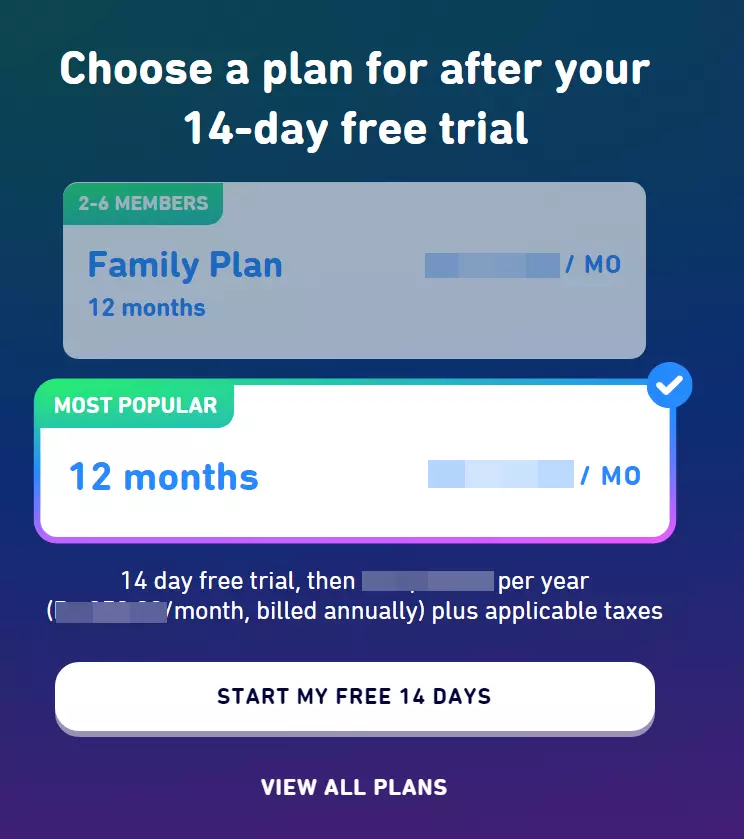 Premium plans of Duolingo app
