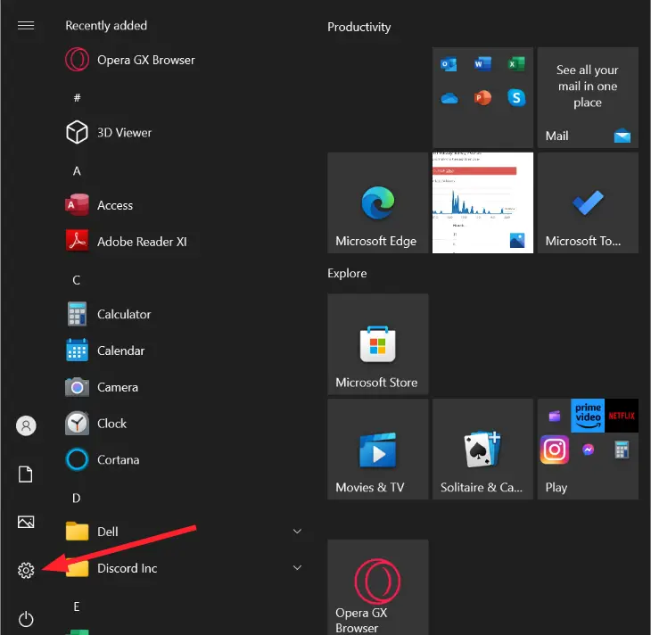"Settings Icon" in Windows PC