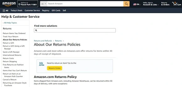 Amazon accept return