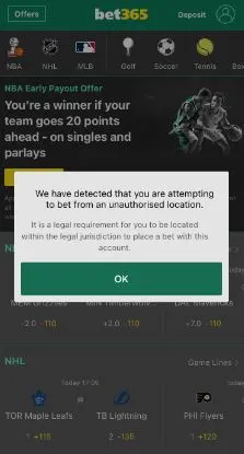Bet365 can't find my location