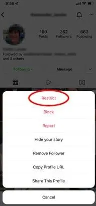 Restrict profile on Instagram