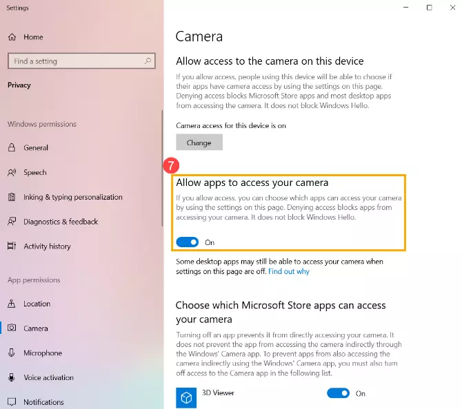 Allow Apps to Access Your Camera