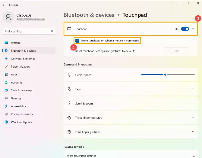 Enable Touchpad Settings