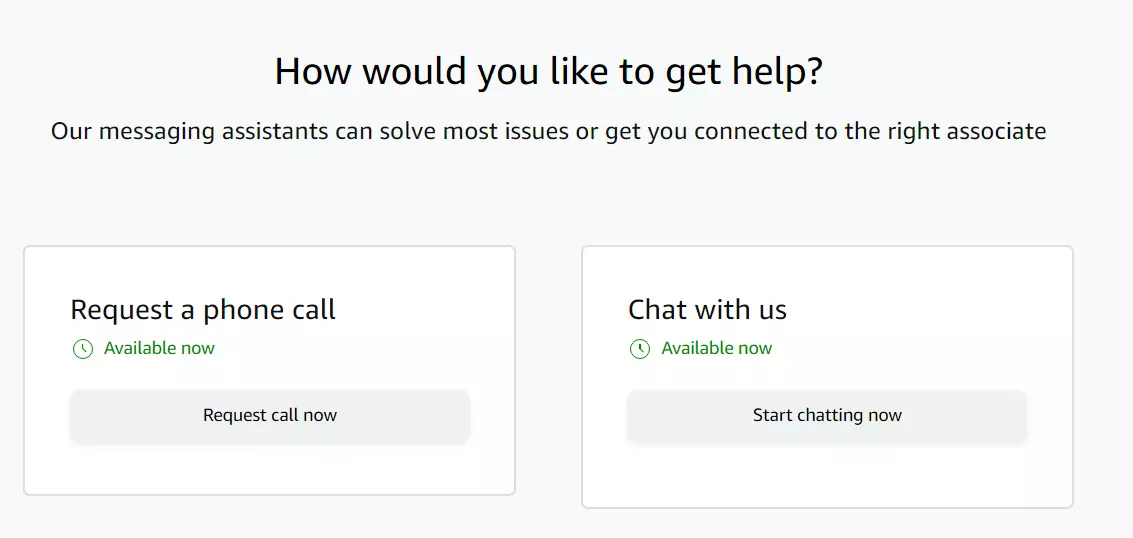 Request a Chat or Call with Amazon