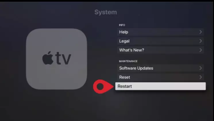 Restart your Apple TV via Settings