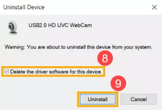 Uninstall Camera Drivers