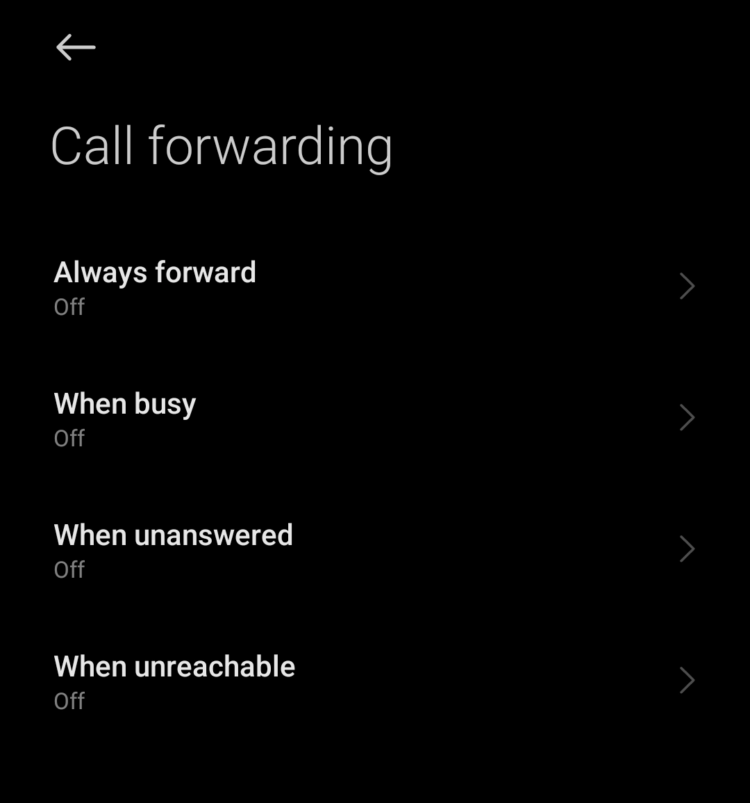 Call forwarding settings in Andorid