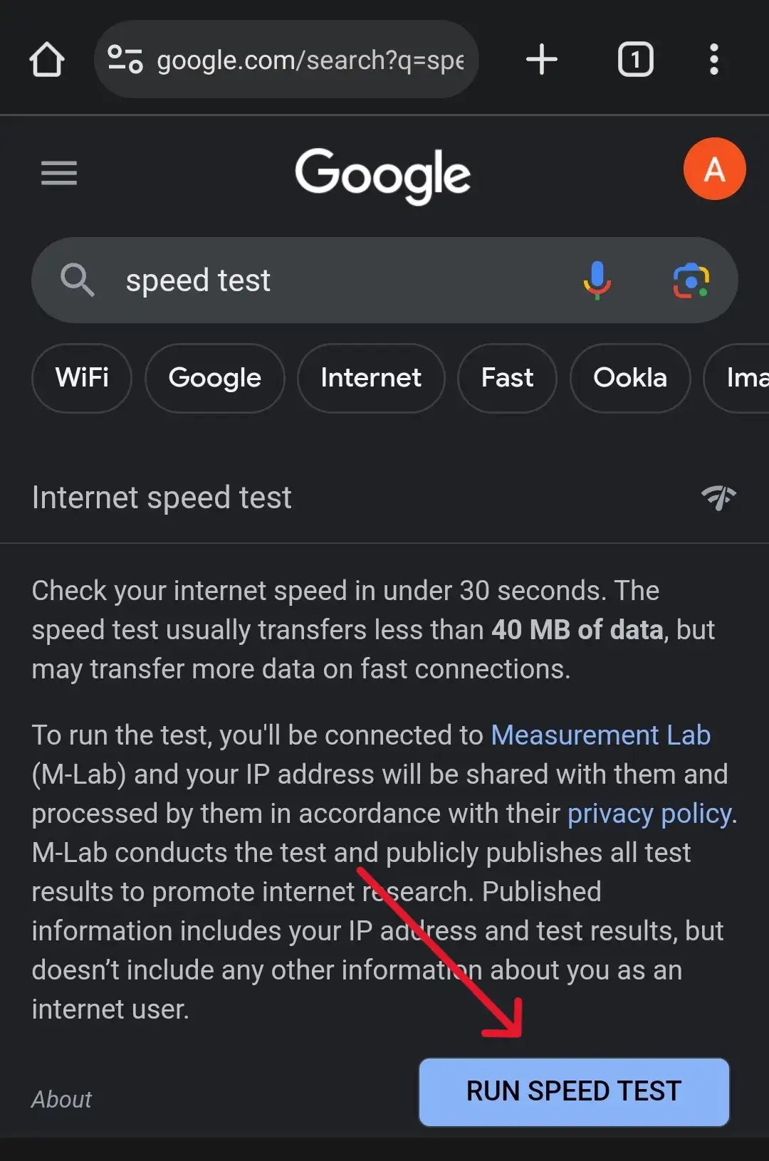 Internet speed test