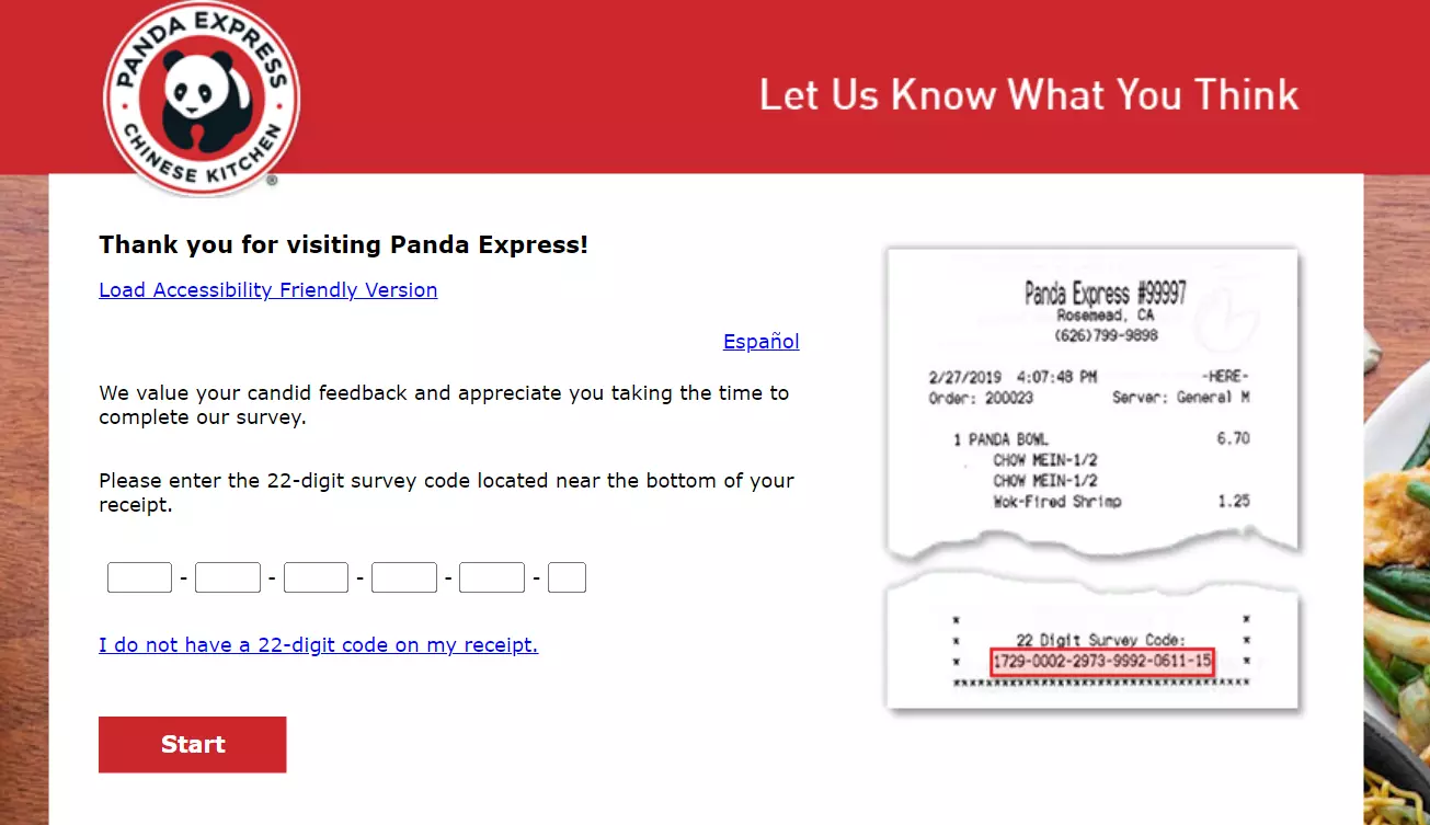 Panda Express Feedback Portal