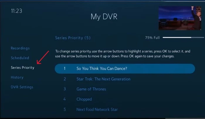 Setting series priority on Spectrum DVR