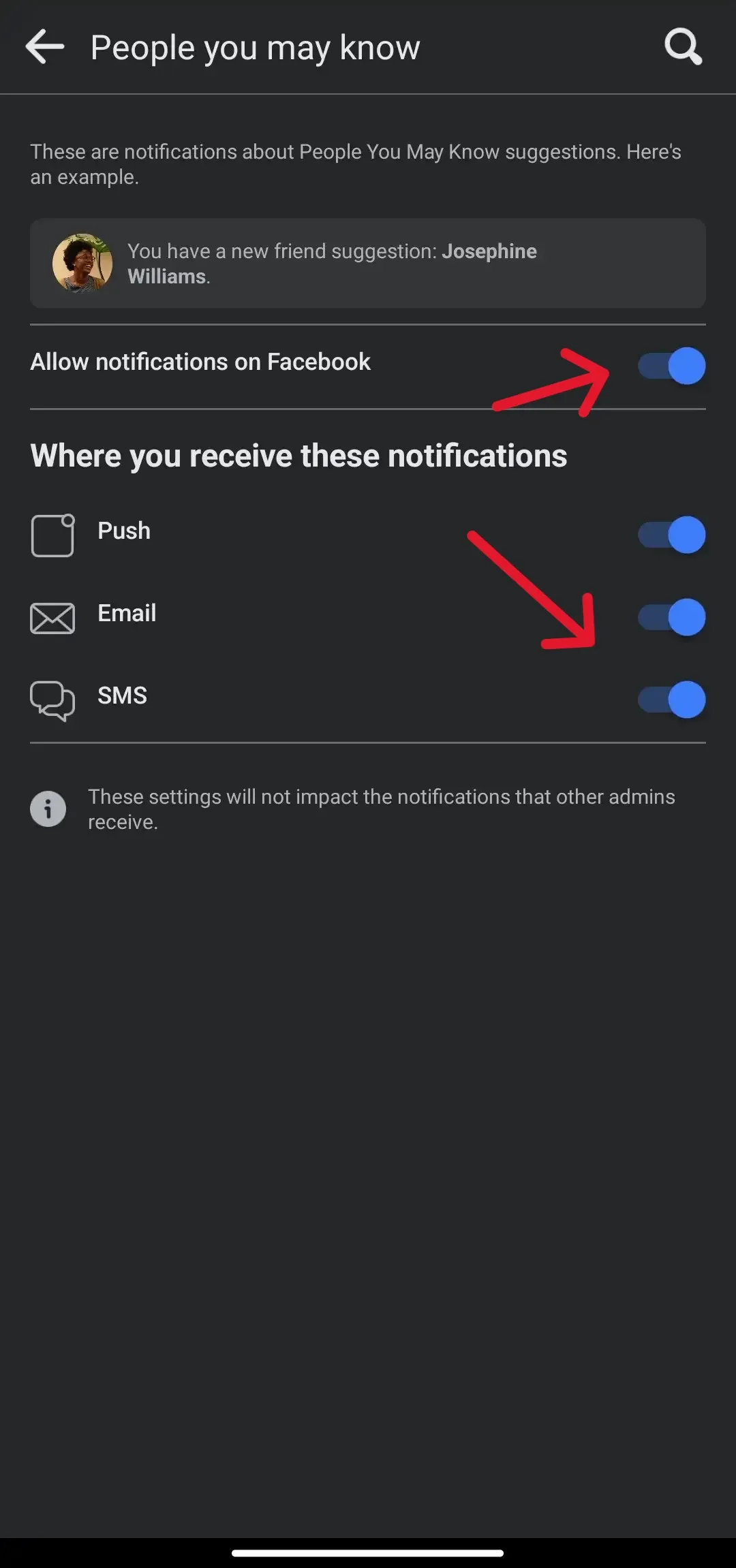 Turning off people you may know notifications