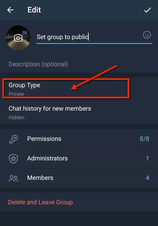 How to change your group type on Telegram