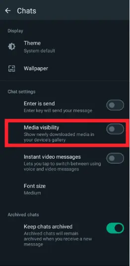 Media Visibility Option in Android